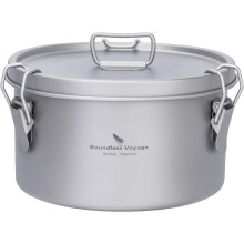 Boîte à lunch de voyage revêtue de titane avec couvercle étanche, casserole de cuisine extérieure légère pour la randonnée (Ti2085C / 0,9L)
