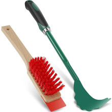 40 cm langer Griff-Mähdeckschaber, Mähdeckreinigungswerkzeug mit steifer Bürste, robuster Mähdeckschaber für die Gartenarbeit