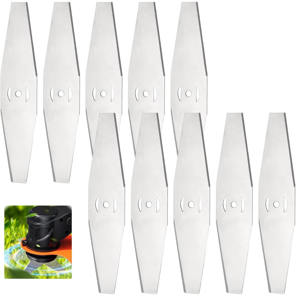 Shenzhenshiwusongmaoyiyouxiangongsi 10Pcs Strimmer Blades, Metal Brush Cutter Blades, Grass Trimmer Blades, Replacement Lawn Mower Blade Accessories For Cordless Strimmer