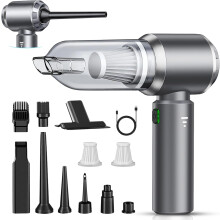 Aspirateur portable sans fil de 22 000 Pa pour voiture, Mini Hoover avec moteur sans balais à 3 vitesses et plusieurs têtes de brosse.