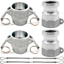 2 Stück Typ A und Typ D, Aluminium-Camlock-Fittings, Camnut-Lock-Fittings, Adapter (männlich/weiblich), NPT-Gewindesicherung (weiblich)