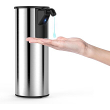 Automatischer, berührungsloser Seifenspender, 350 ml, 4 einstellbare Füllmengen, automatischer Handseifenspender aus Edelstahl, batteriebetrieben