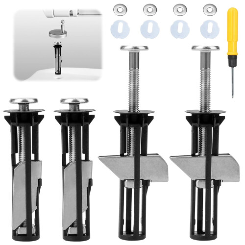 Kit de fixation pour abattant de WC, 4 pièces. Kit universel. Montage facile. Remplacement de l'abattant.