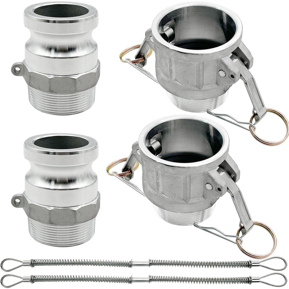 2Pcs Type B, Type F, Aluminum Cam Lock Fittings Cam Groove Lock Fittings, Male And Female Adapter Male Npt Thread With Whip Stop Hose Retainer 756594249461