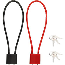 Pack of 2 heavy-duty wire locks with keys, black and red flexible cable locks, 17cm long chain for secure locking on bicycles