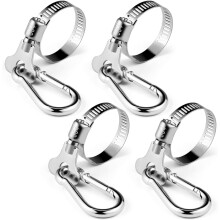 4PCS Flagpole Clips, Stainless Steel Flagpole Rings with Mosquito Clip, Adjustable Diameter 0.75-1.2 inches