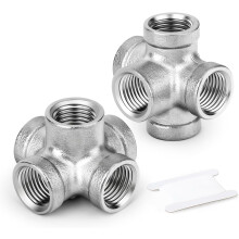 Zweiteiliges Edelstahl-5-Wege-T-Stück mit seitlichem Abgang, 1/2"-BSP-Schlauchanschluss für Wasser- und Luftschläuche, industrielle Anwendungen