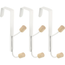 On the door hooks, 5-pack double hooks, wooden door hooks, towel organizer hooks for bedroom, bathroom, kitchen