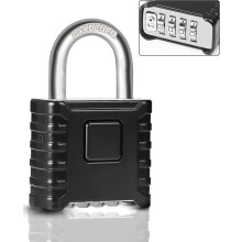 Heavy-duty outdoor waterproof combination locks, 52mm large 4-digit code lock with 8mm thick 304 stainless steel chain