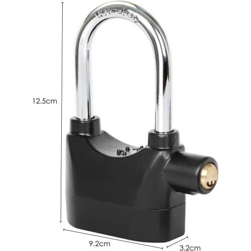 Alarmed padlock lock - Weatherproof long padlock lock - 110dB 1