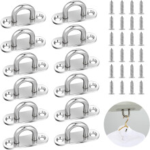 Plaque à œillet, lot de 12 crochets de suspension en acier inoxydable robustes en forme de U, avec anneau de fixation et 2 trous et vis.