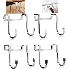 4PCS Stainless Steel Over-the-Door Hook Shower Towel Hooks for Hanging, Narrow and Versatile Closet Door Hooks