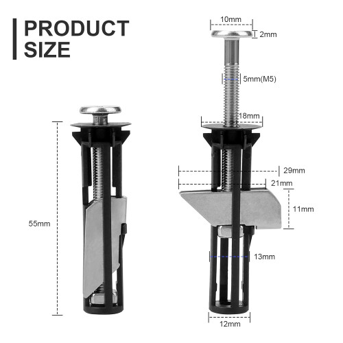 Kit de fixation pour abattant de WC, 4 pièces. Kit universel. Montage facile. Remplacement de l'abattant. 1