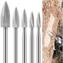 Fraises à sculpter le bois pour outil rotatif Dremel, lot de 5 fraises à bois avec queue de 3,2 mm (1/8") pour gravure et meulage DIY