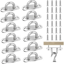 12-piece Stainless Steel Pad Eye Plate Metal Heavy Duty U-Shaped Eye Plates Pads with 2 Holes and Screws Ceiling Hanging Hook Clip Ring Hardware Hooks