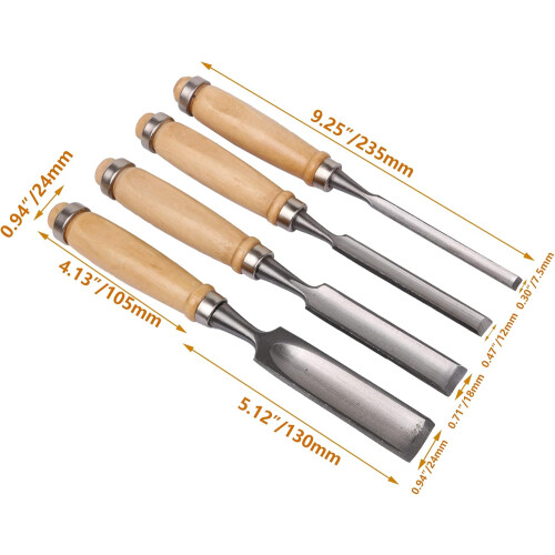 Ensemble de 4 gouges à sculpter pour menuisier, outil à main 1