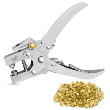 Eyelet punch kit with pliers and eyelets - Fabric and leather hole punch tool - Leather belt hole punch tool for clothing, shoes and bags