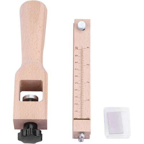 Wooden Leather Strap Cutter, Handmade Leather Craftool Strap Cutter, Adjustable Cutting Tool with 5 Blades 1