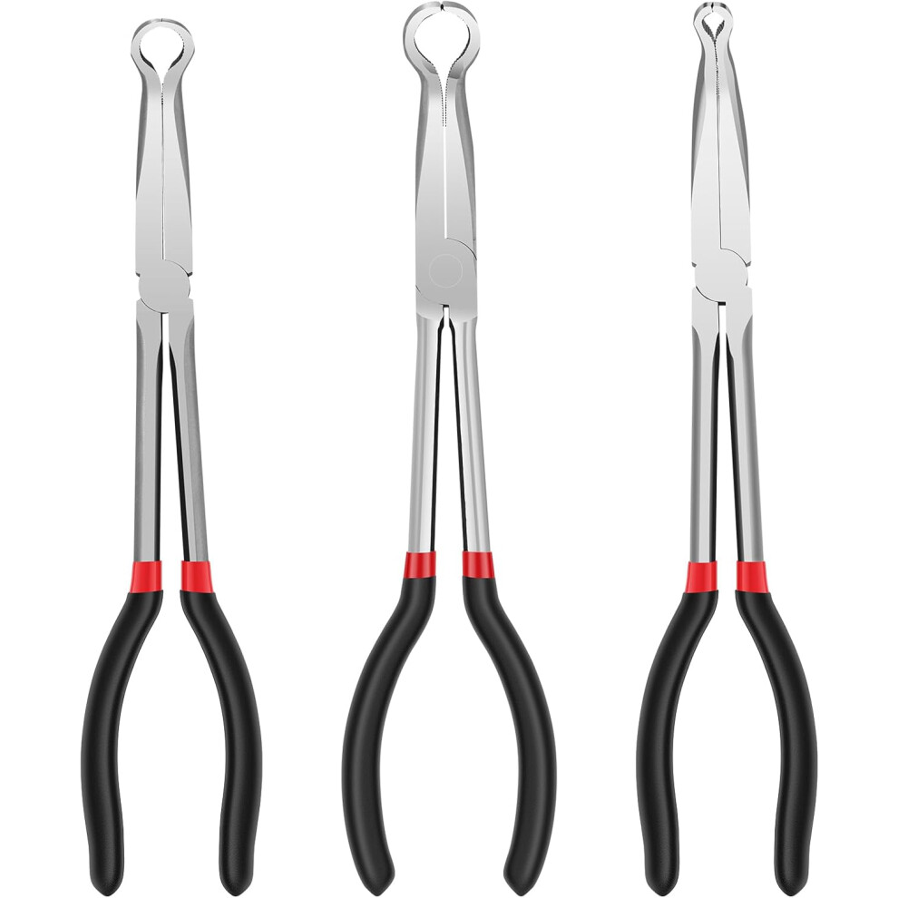3Pcs 11Inch Long Reach Hose Clamps, Carbon Steel Spark Plug Removal Pliers, Automotive Electrical Disconnect Pliers, 6Mm 13Mm 18Mm 756594252249