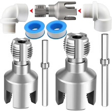 Integrated internal and external pipe threading tool with 1/2" and 3/4" dies, 2-in-1 compatible electric drill PVC pipe threading kit