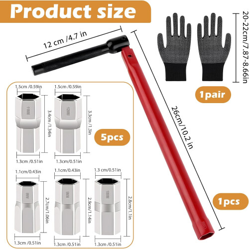 8-12mm Vertical Tap Wrench Set with 5-Nut Plumbing Installation Tool 1