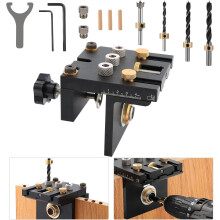 3-in-1 Pocket Hole Jig Kit, Wood Doweling Jig Kit with Adjustable Clip Positioning Drill Guide Punch Locator Woodworking Tools