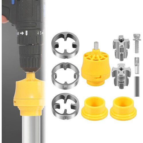 Electric drill PVC pipe threading tool set with 3 dies for 1/2" 3/4" 1" 2