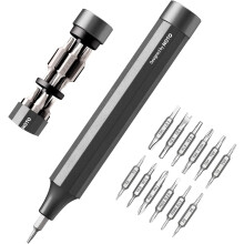 Precision screwdriver set, 24-in-1 multi-bit screwdriver, mini hand set with 12 double-ended S2 steel bits, gray