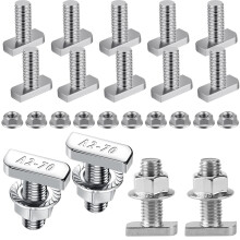 Kit de 20 boulons en T M8x20mm à tête marteau et rainure en T pour montage de panneaux photovoltaïques en profilé aluminium