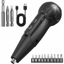 Cordless electric screwdriver, rechargeable power tool set, portable magnetic repair kit with LED light and Type-C cable
