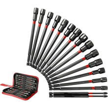 16-piece nut driver set for enthusiasts and professional long-shank nut drivers: 1/4", 5/16", 3/8", 7/16"