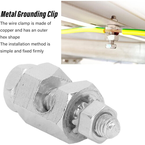 10 Pack Cable Clamp, Solar Panel Photovoltaic Nut, Solar Grounding Cable Clamp for Bare Wire, External Hex Copper Grounding Cable Clamp 2
