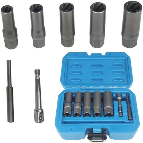 Advanced 5-piece deep socket wrench kit to assist with round nut removal tasks 2
