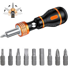 Magnetic ratchet screw reamer, 9-in-1 multipurpose reversible forward-rotating adjustable screw reamer with bits for DIY, home, repair