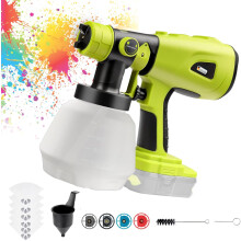 Cordless paint sprayer compatible with Ryobi 18V battery, electric paint spray gun with 4 nozzles, 3 patterns and removable 1000ML tank