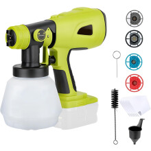 Cordless Paint Sprayer for Ryobi 18V, Electric HVLP Portable Paint Spray Gun with 4 Nozzles, 3 Patterns, 1000ML Tank for Home Furniture