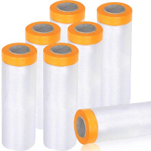 rolls of plastic dust sheets, 1.1m x 20m pre-adhesive masking film, waterproof masking film rolls, plastic dust sheets for painting, furniture