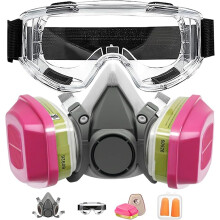 Reusable gas cover respirator mask with filters for painting, chemicals, organic vapors, welding, polishing, woodworking