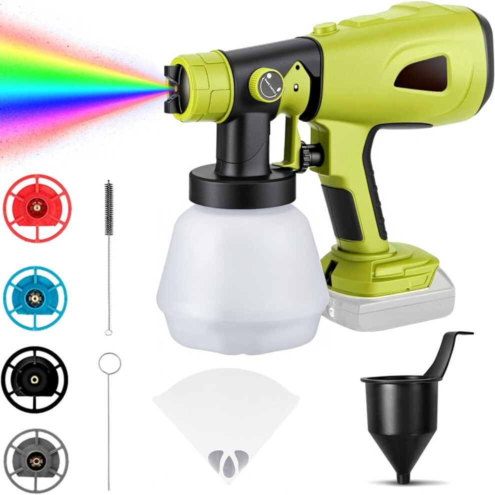 Cordless Paint Sprayer Compatible With Ryobi 18V Battery, Electric Paint Sprayer With 4 Nozzles And 3 Spray Patterns, 1000Ml Container 756594254205