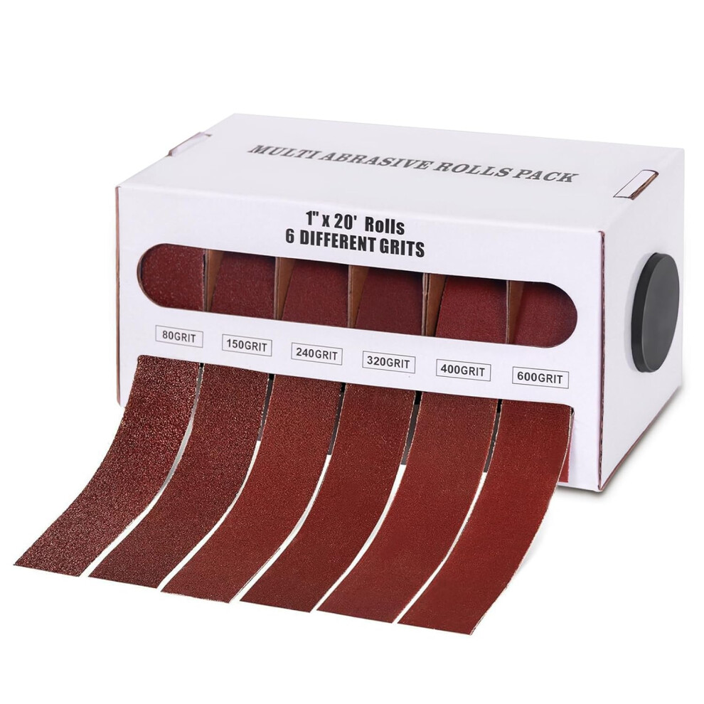 Emery Cloth Roll Set, 6 Grits, 80, 150, 240, 320, 400, 600 Grit Sandpaper, Emery Paper With Dispenser, Wet And Dry Abrasive Sandpaper Roll 756594254557