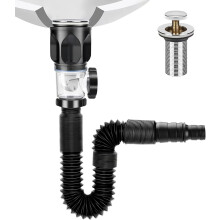 Bathroom sink drain kit: Flexible drain kit with flexible and expandable P-trap sink drain hose, for 1-1/4" and 1-1/2" drain holes