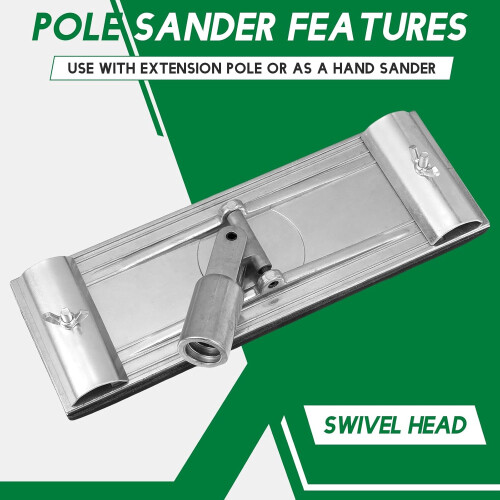PCS No-flip Pole Sander Head for drywall with quick-release clamps and Universal Coarse Thread Wall/Ceiling Sander, head only 1