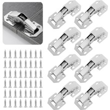Pack of 8 cabinet hinges, kitchen cabinet hinges, bedroom cabinet door hinges for bathroom, bedroom, dining room, complete overlay, silent