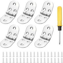 6-piece folding flip-top hinge set, stainless steel, 270-degree folding round edge back flap hinge, back flap hinge tray, bonus screwdriver