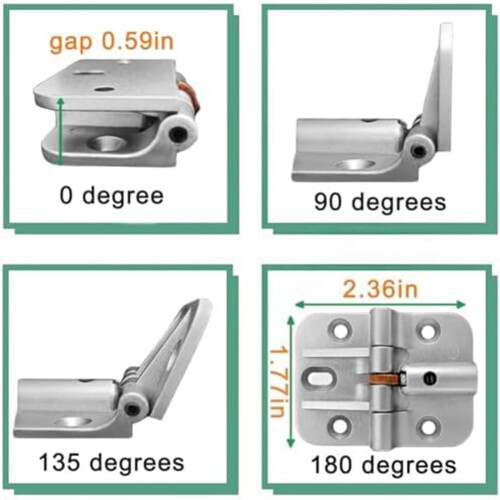 180-degree adjustable hinge, locking folding hinge, adjustable door hinge, sheet table hinge, 4 pieces. Easy installation, easy to use. 1
