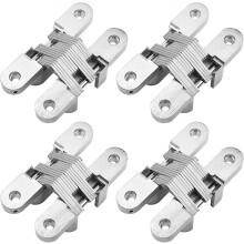 Lot de 4 charnières en croix invisibles en alliage de zinc pour portes pliantes, vis incluses, capacité de charge : 40 kg