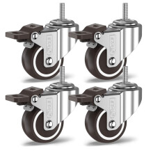 Heavy-duty swivel casters with 4 locking screws - 50mm M10 x 25mm, up to 200kg - Pack of 4 quiet, non-marking casters for furniture