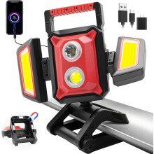 Wiederaufladbare Arbeitsleuchte, 4000 Lumen magnetische Arbeitsleuchte – Klemm-/Stativbefestigung, tragbarer, kabelloser Fluter mit 5 Modi
