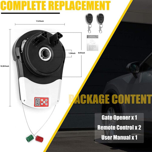 Automatic roller door opener motor with 2 remote controls, Automatic garage roller door motor, Roller door opener 2