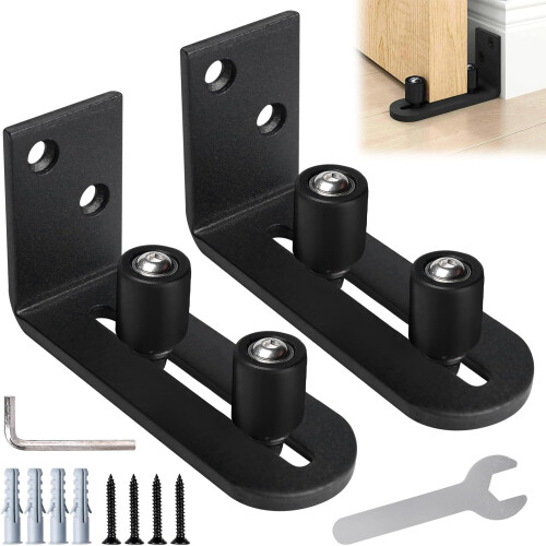 Adjustable Floor Guide: 2-Pack Barn Sliding Door Floor Guide, Adjustable Wall Mount Stay Roller Guide